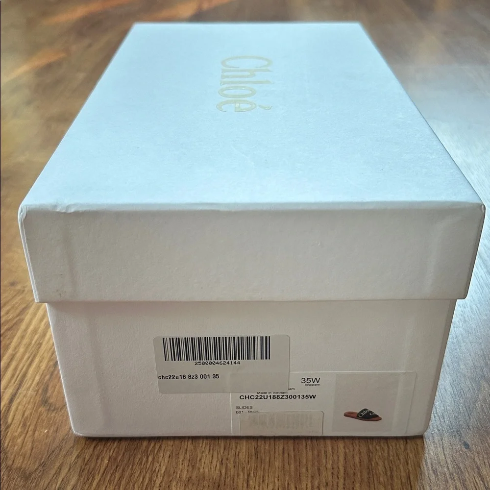 Chloe Woody Logo Slide Sandals Black Size 35 EU / 5 US NIB - Picture 10 of 10